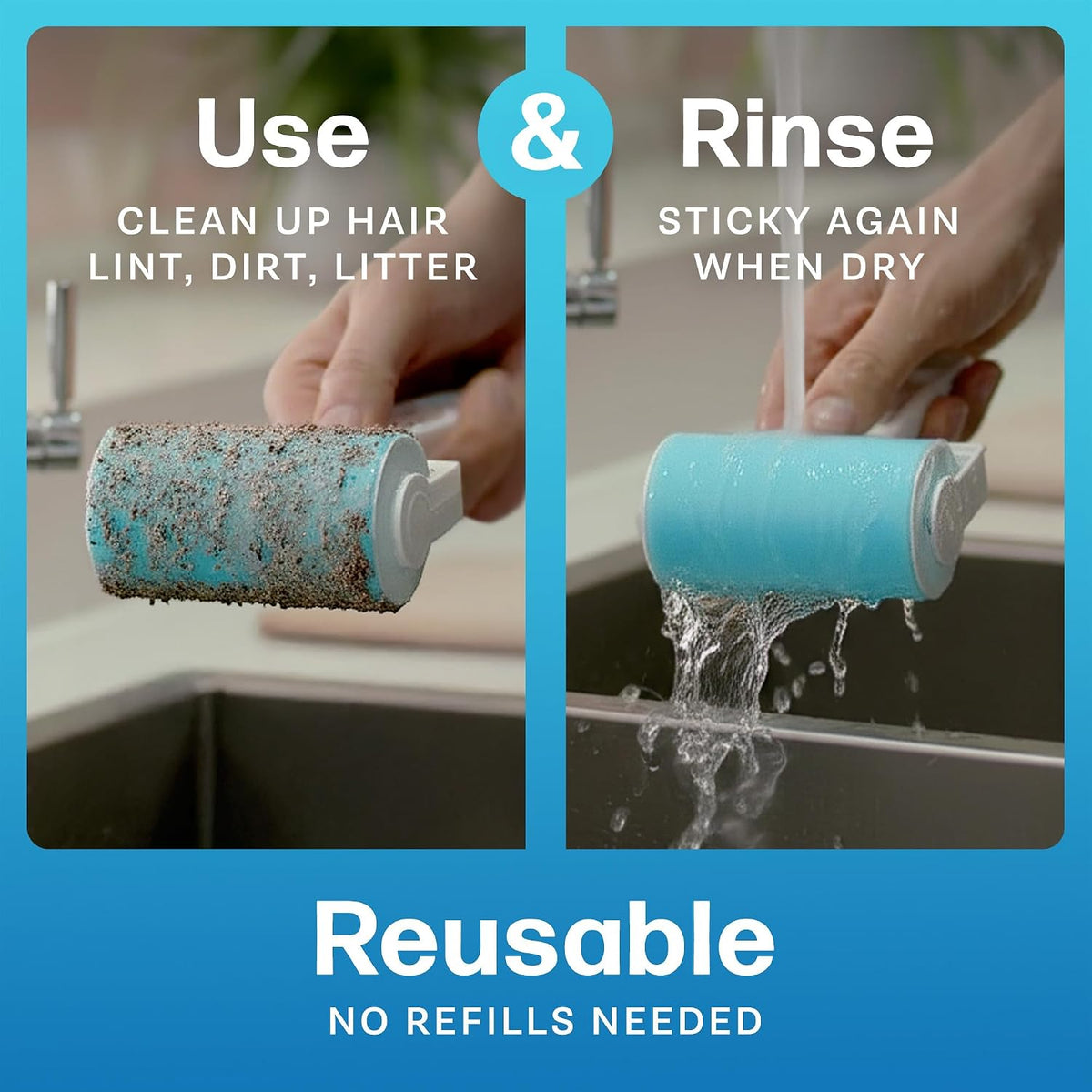 Schticky 3-Piece Lint Roller Set, Reusable & Washable, Pet Hair Remover