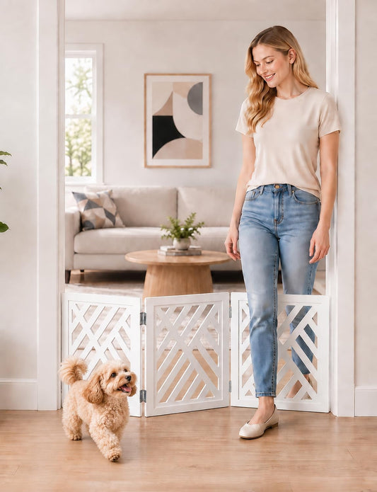 16" Short Dog Gate, Puppy Gate Indoor, Freestanding Small Dog Gate, 3 Panel