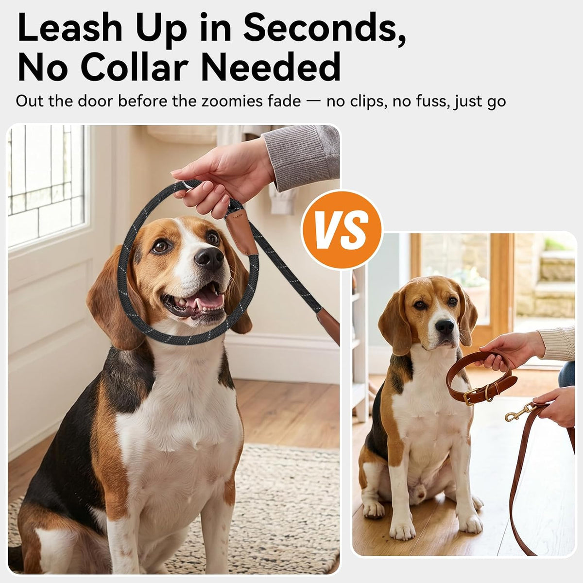 Joytale Slip Lead Dog Leash with Dual Handle, No Pull, Black, 6FT x 3/8"