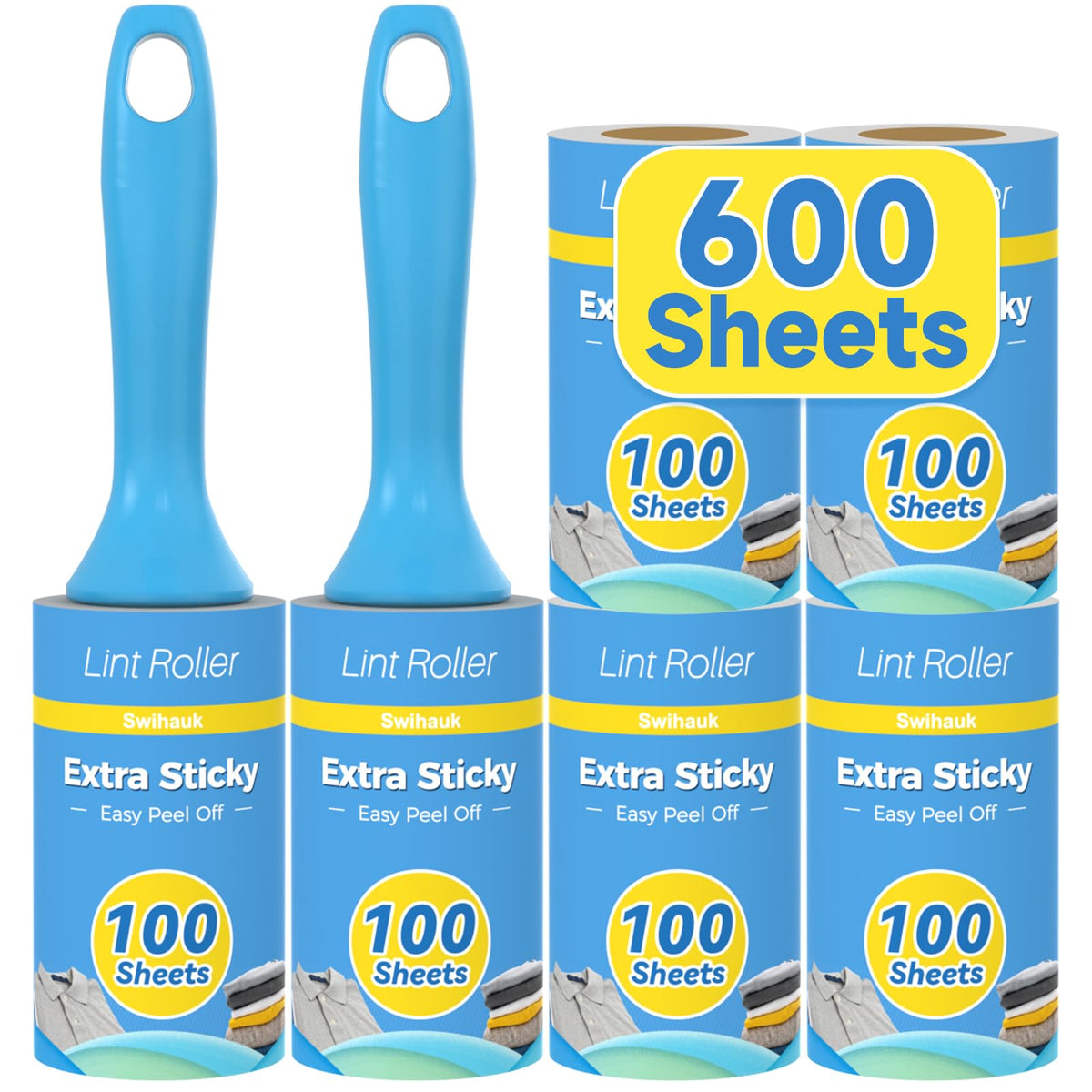 Swihauk 1200 Sheets Extra Sticky Lint Rollers for Pet Hair