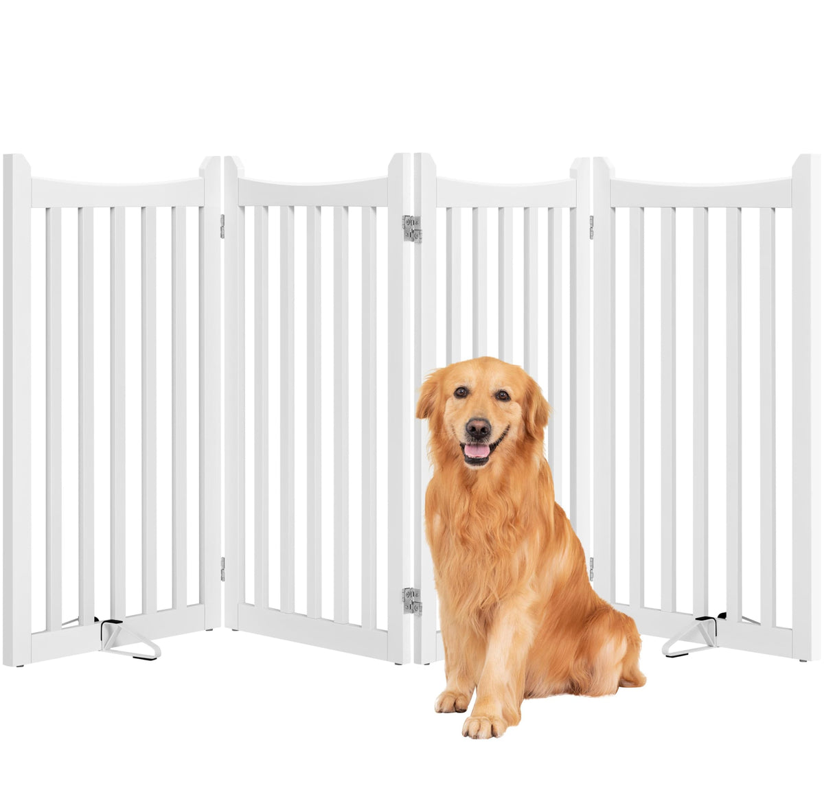 Yaheetech 36in 4-Panel Wooden Freestanding Pet Gate for Indoors Espresso