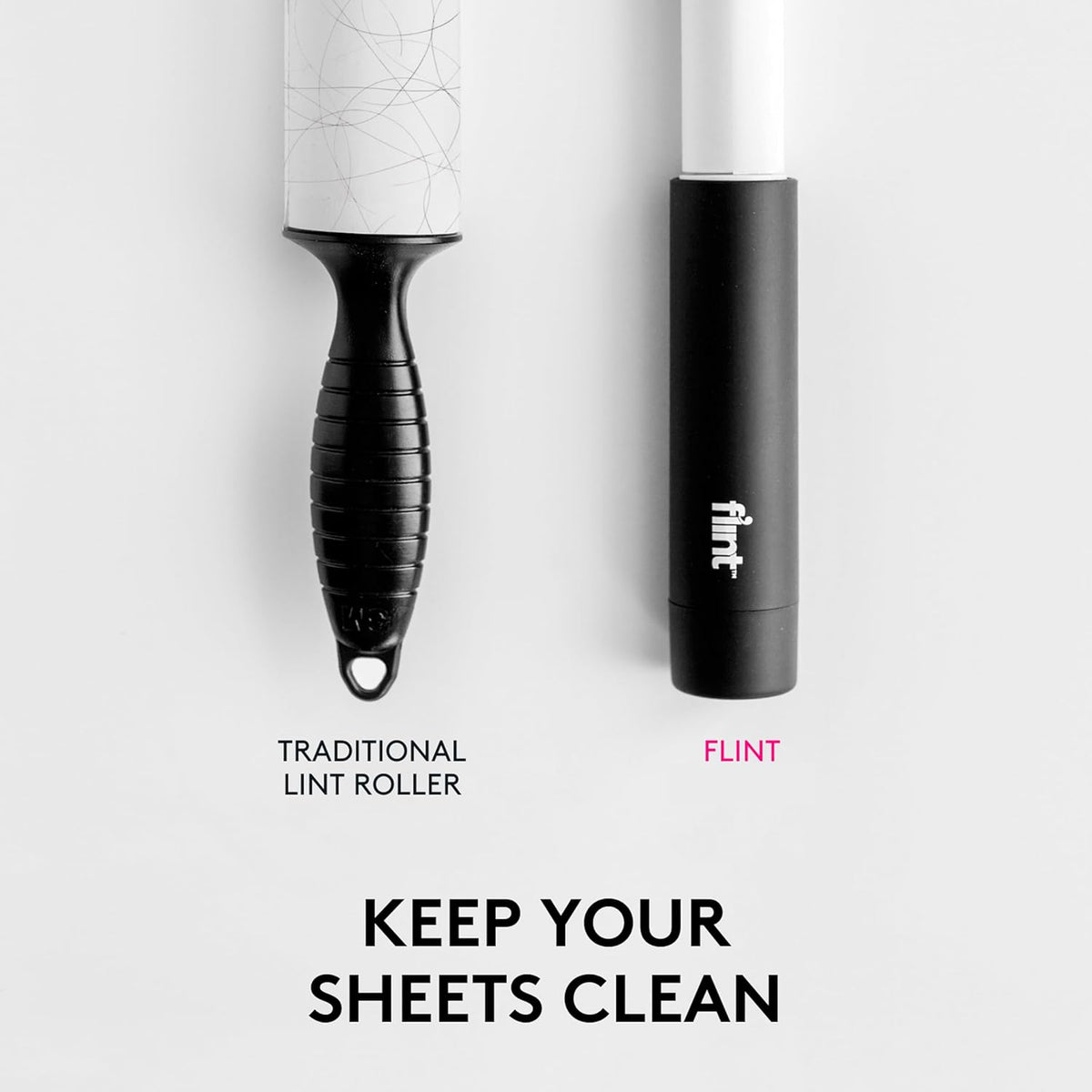 Flint Classic Black Retractable Mini Lint Roller with 30 Extra Sticky Sheets, Small and Portable Lint Roller, Ideal Pet Hair Remover, Travel Lint Rollers for pet Hair Extra Sticky