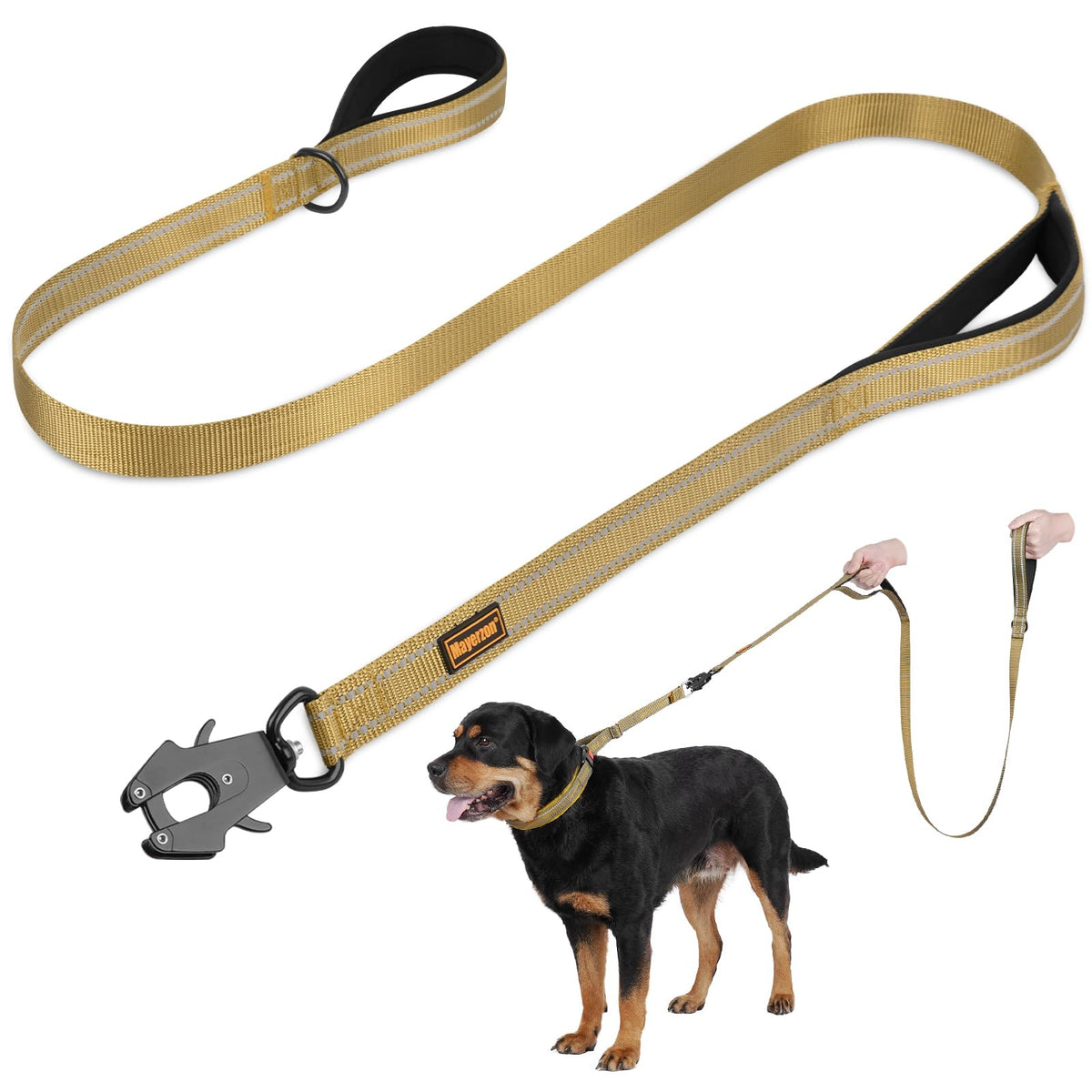 Mayerzon 6FT Tactical Heavy Duty Dog Leash No Pull with 2 Padded Handles