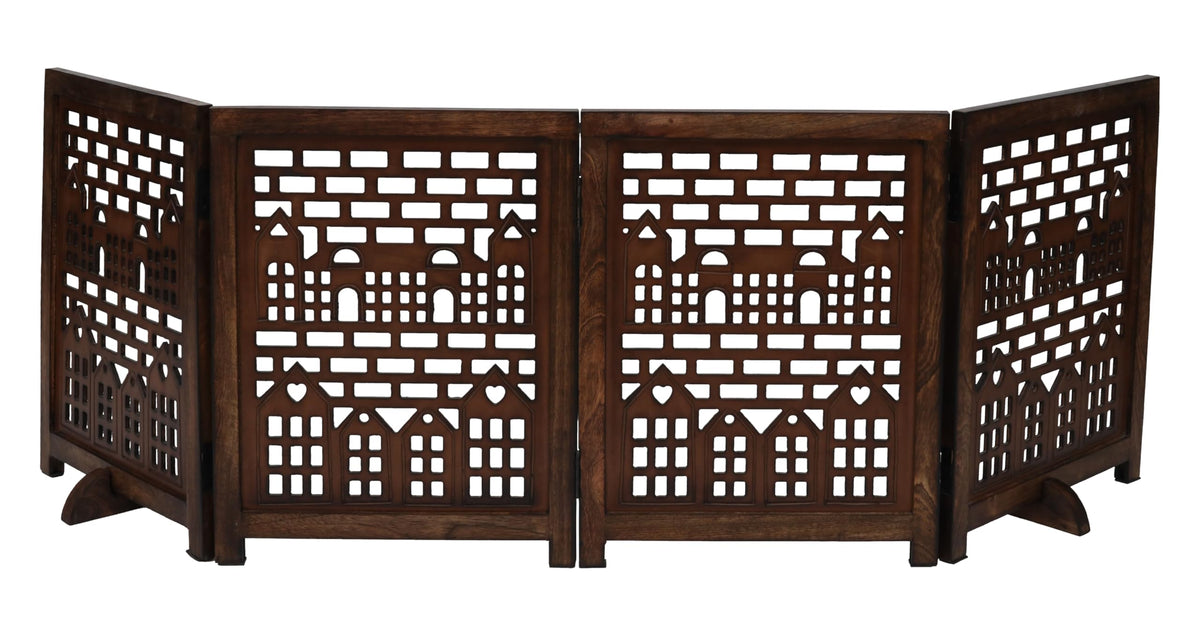 Freestanding Wood Pet Gate, 4-Panel, 56x28