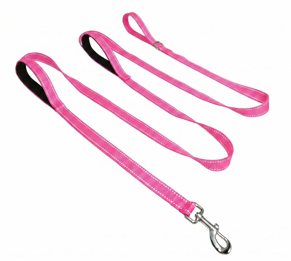 Triple Handle 6 ft Dog Leash with Padded Traffic Handles, Heavy Duty Reflective Walking Lead for Training Control, Strong Nylon Leashes for Medium Large Breed Dogs (Black)
