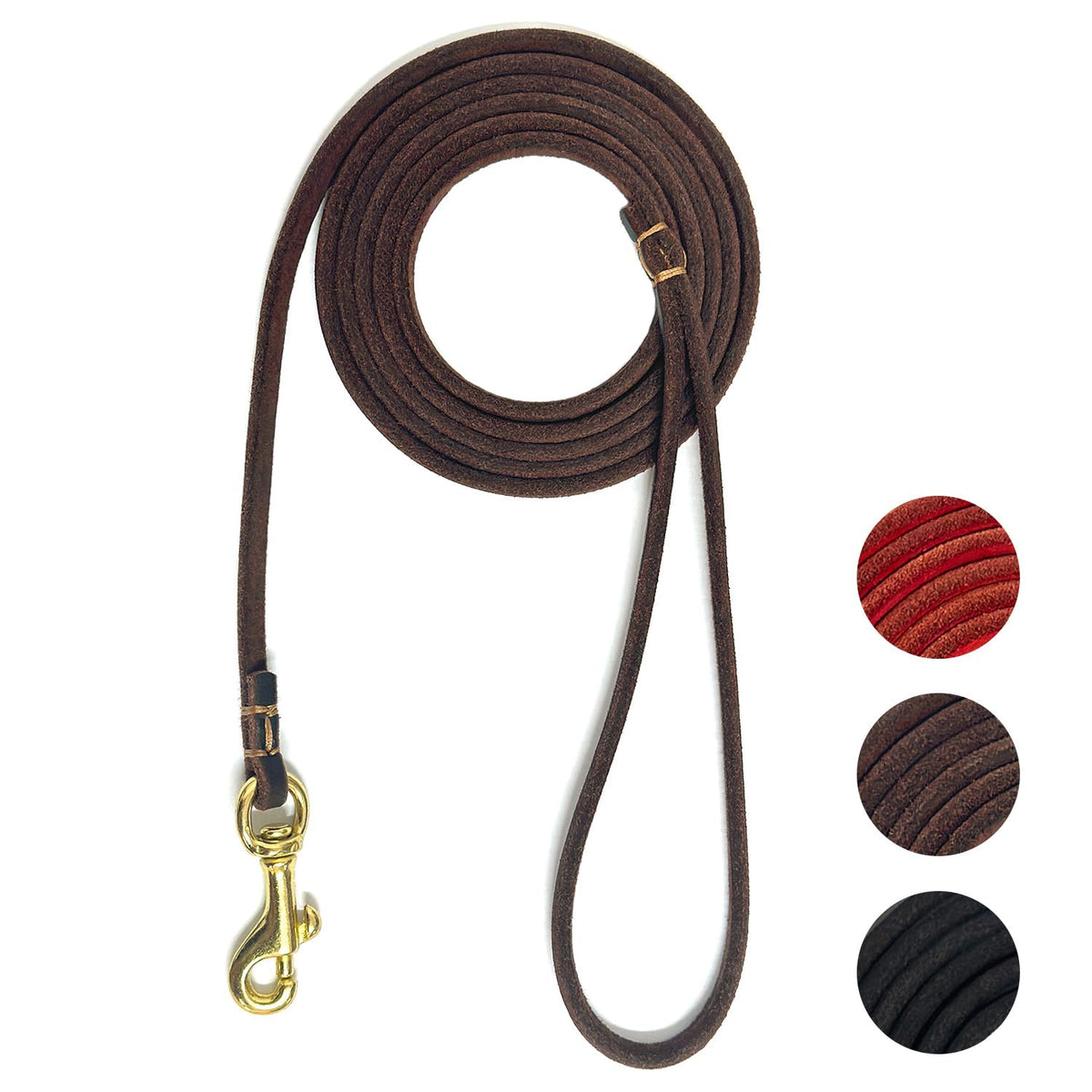 Guiding Star Leather Dog Leash 6 ft x 1/4 inch,Thin and Lightweight Leather Leashes for Small Dogs,Leather Cat Leashes for Small Cats,Soft Genuine Leather Dog Training Leashes for Petite Dogs Brown