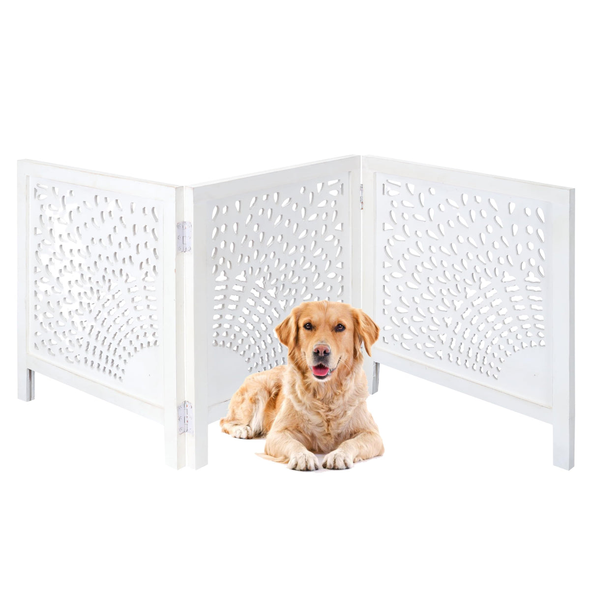 Free Standing Dog gate, Foldable Wooden Pet Gate Indoor 20W x 24H