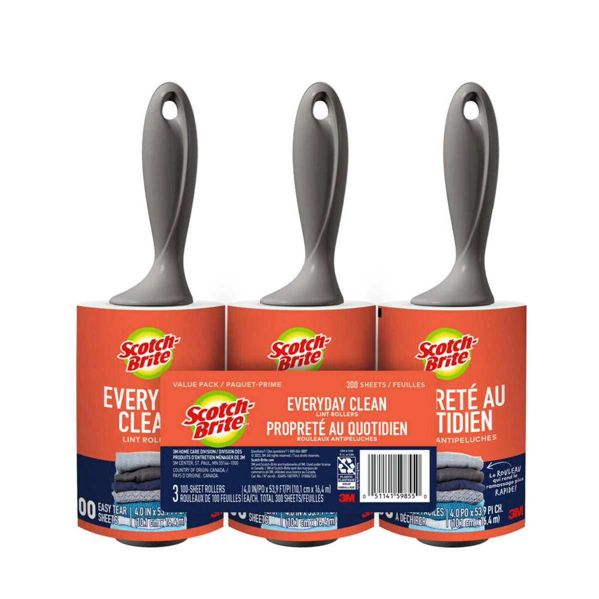 Scotch-Brite Lint Rollers, 100 Sheets per Roller, Pack of 6 (600 Total Sheets) – Mega Value Lint Remover Pack for Pet Hair, Clothes & Furniture