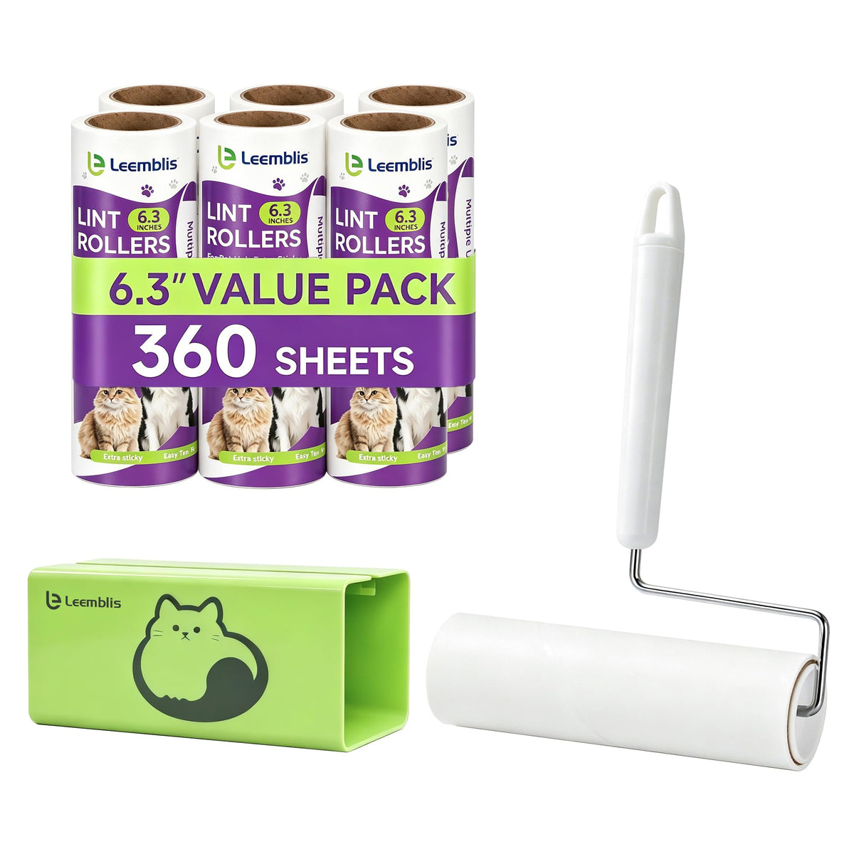 Extra Sticky Lint Roller, 6.3 Inch Wide Heavy Duty Pet Hair Remover