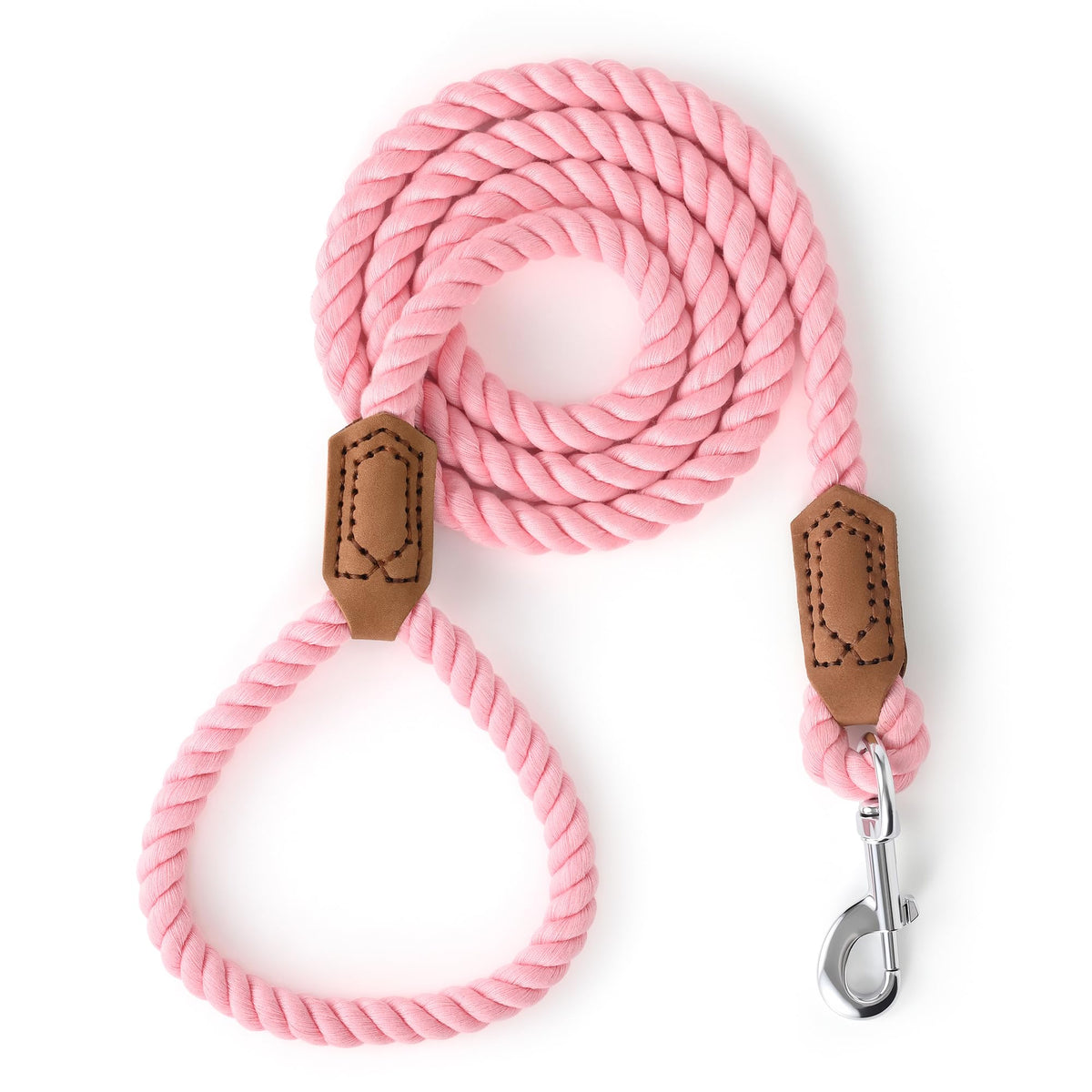 Mile High Life Dog Leash Braided Cotton Rope with Leather-Reinforced Ends