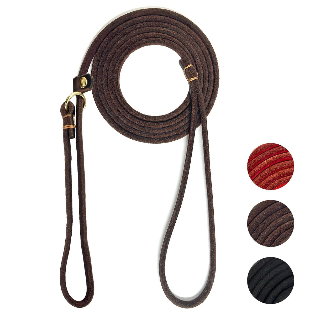 Guiding Star Leather Dog Leash 6 ft x 1/4 inch,Thin and Lightweight Leather Leashes for Small Dogs,Leather Cat Leashes for Small Cats,Soft Genuine Leather Dog Training Leashes for Petite Dogs Brown
