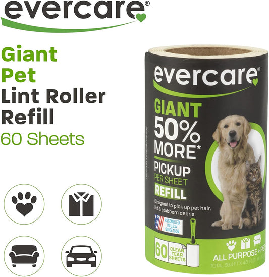 Evercare Pet Bundle Giant Pet Roller REFILLS - 6 Pack, Dark Green