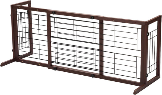 Coziwow 38-67" Freestanding Adjustable Dog Gate, No Drilling, Brown