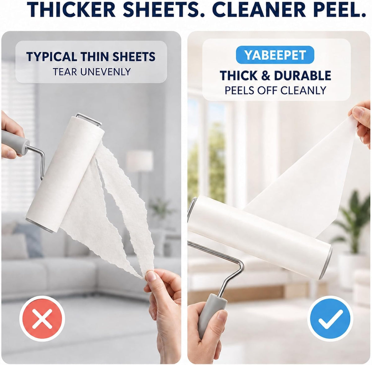 Extra Sticky Large Lint Roller, 6.3", 1 Roller + 4 Refills