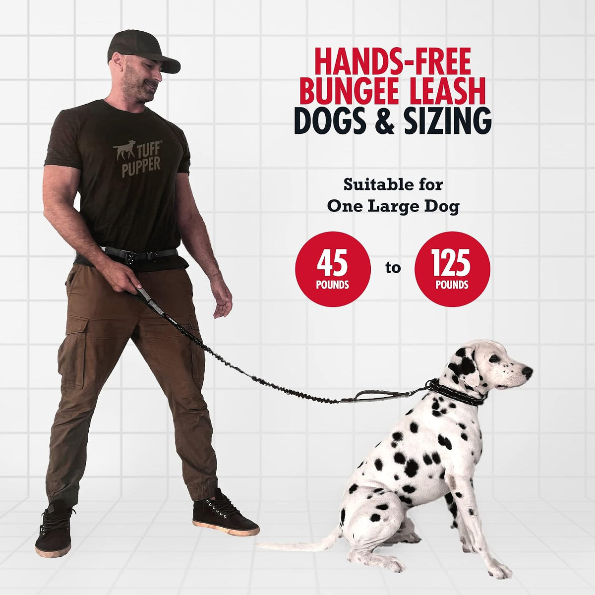 Tuff Pupper Hands Free Bungee Dog Leash, Waist Belt for Running & Walking