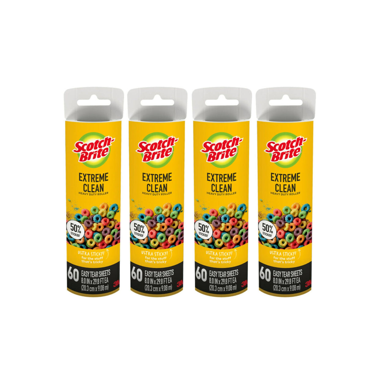 Scotch-Brite 50% Stickier Large Surface Lint Refill, 240 Sheets Total,4Pack