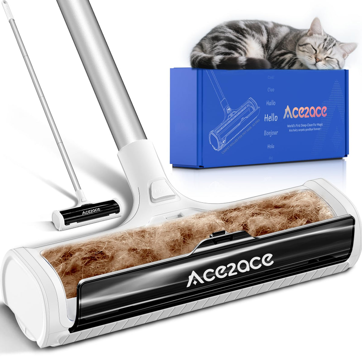ACE2ACE A3 Pro Carpet Roller for Pet Hair, Carpet Pet Hair Removal Tool