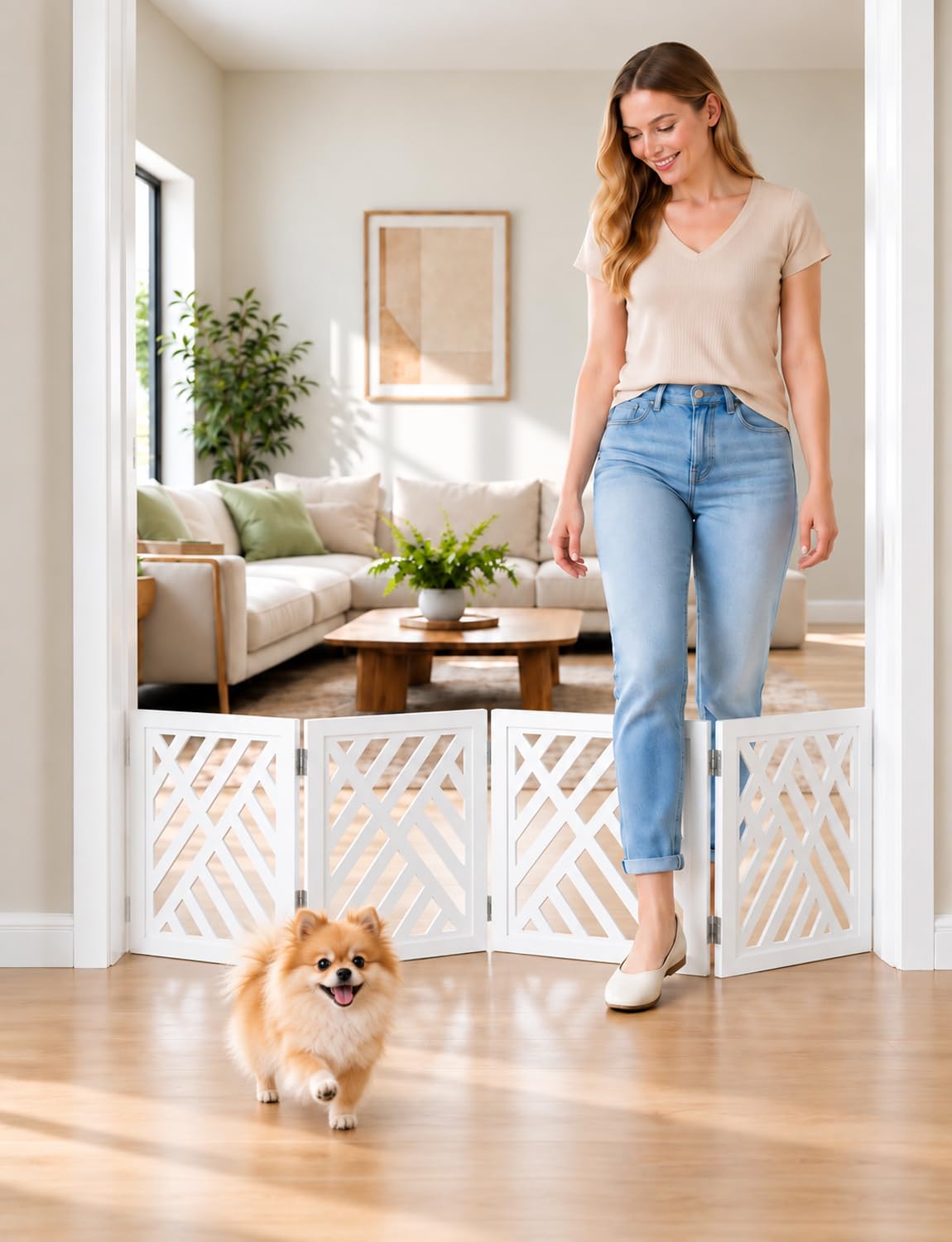 16" Short Dog Gate, Puppy Gate Indoor, Freestanding Small Dog Gate, 3 Panel