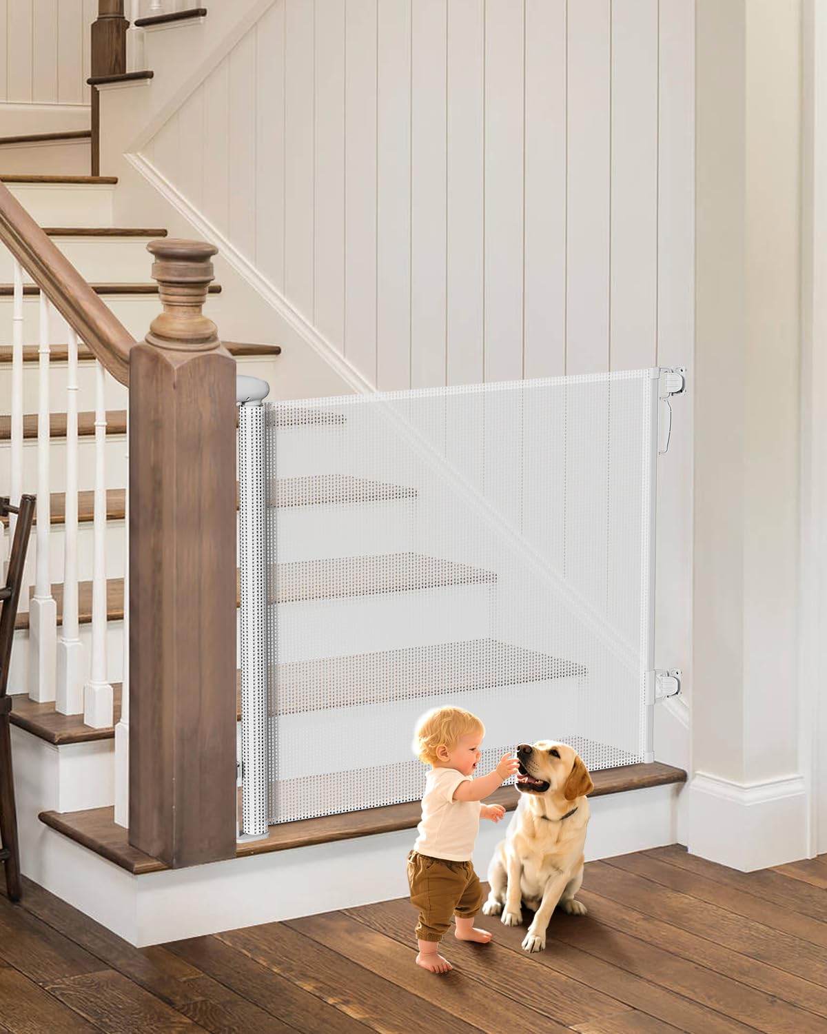 Retractable Baby Gates, 34" Tall Fits Up to 55" Wide, Black