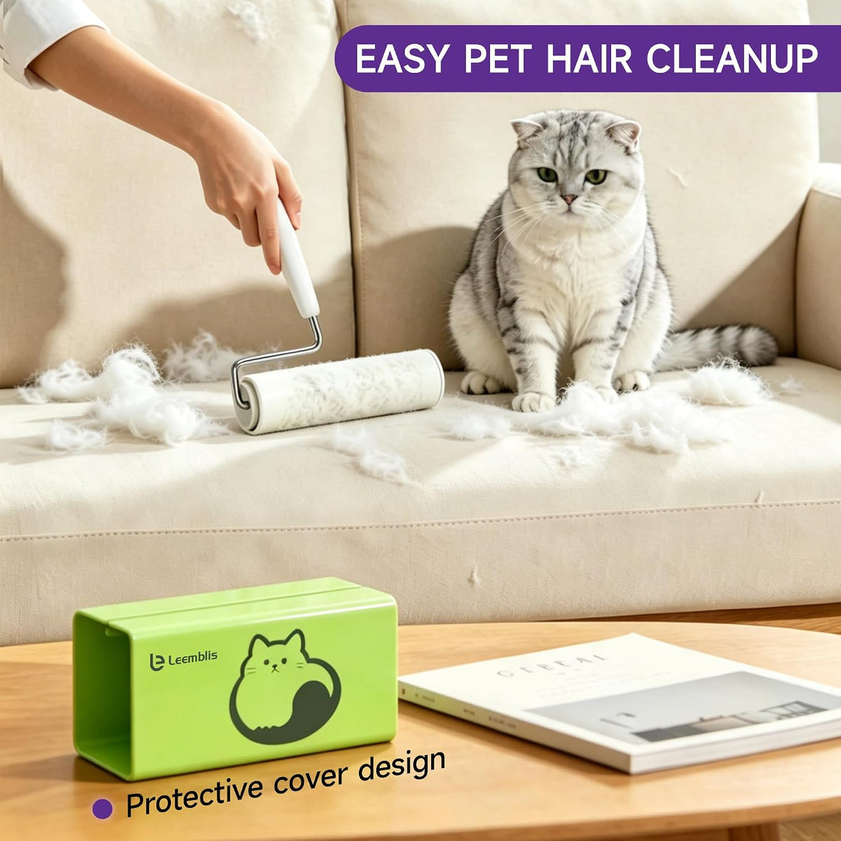 Extra Sticky Lint Roller, 6.3 Inch Wide Heavy Duty Pet Hair Remover