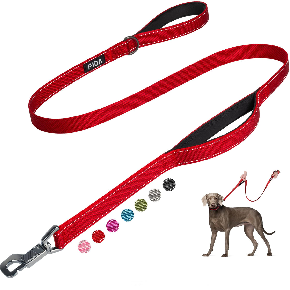 Fida Heavy Duty Dog Leash for Medium Large Dogs, 6 FT, Dual Padded Handles