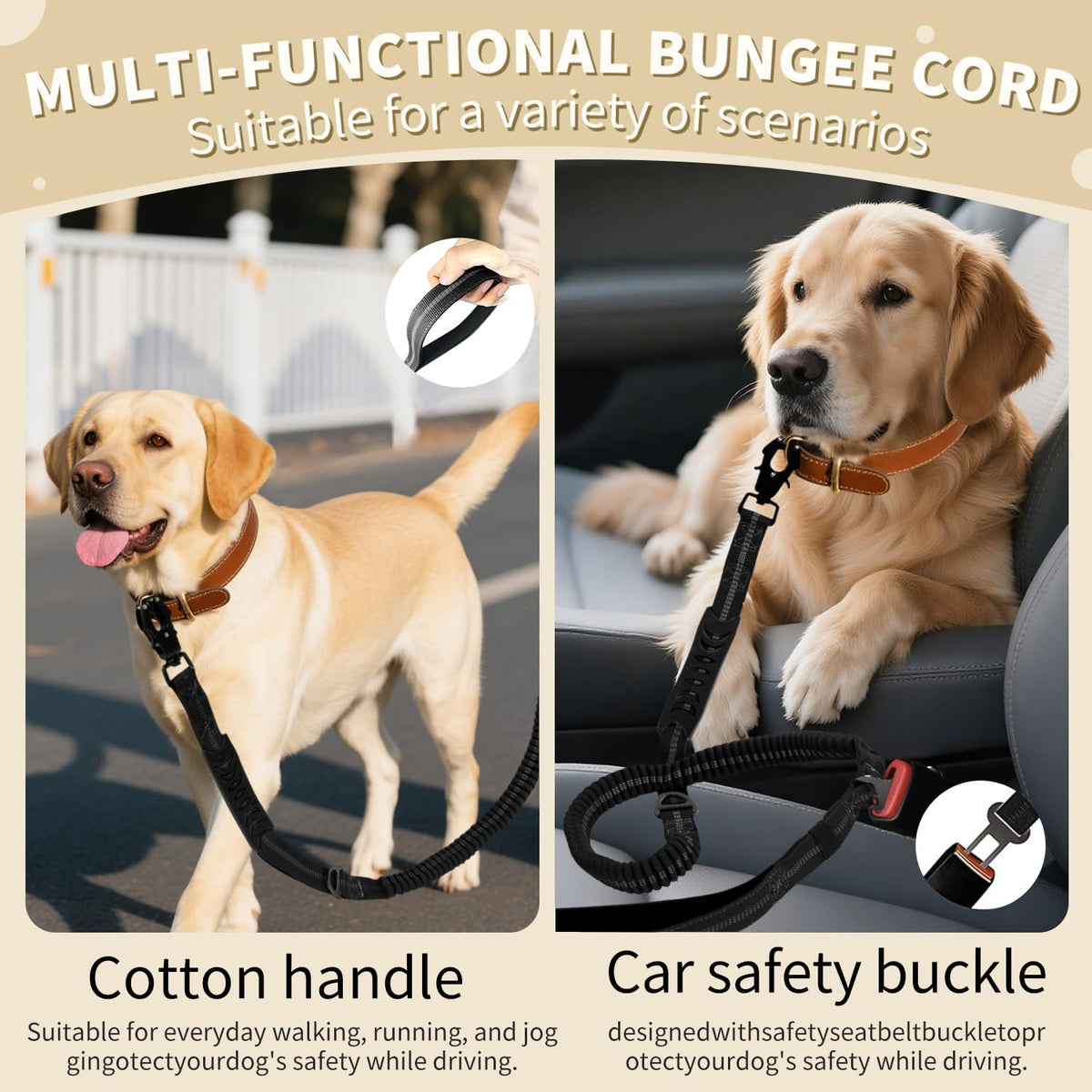 Heavy Duty Tactical Bungee Dog Leash for Large Dogs that Pull