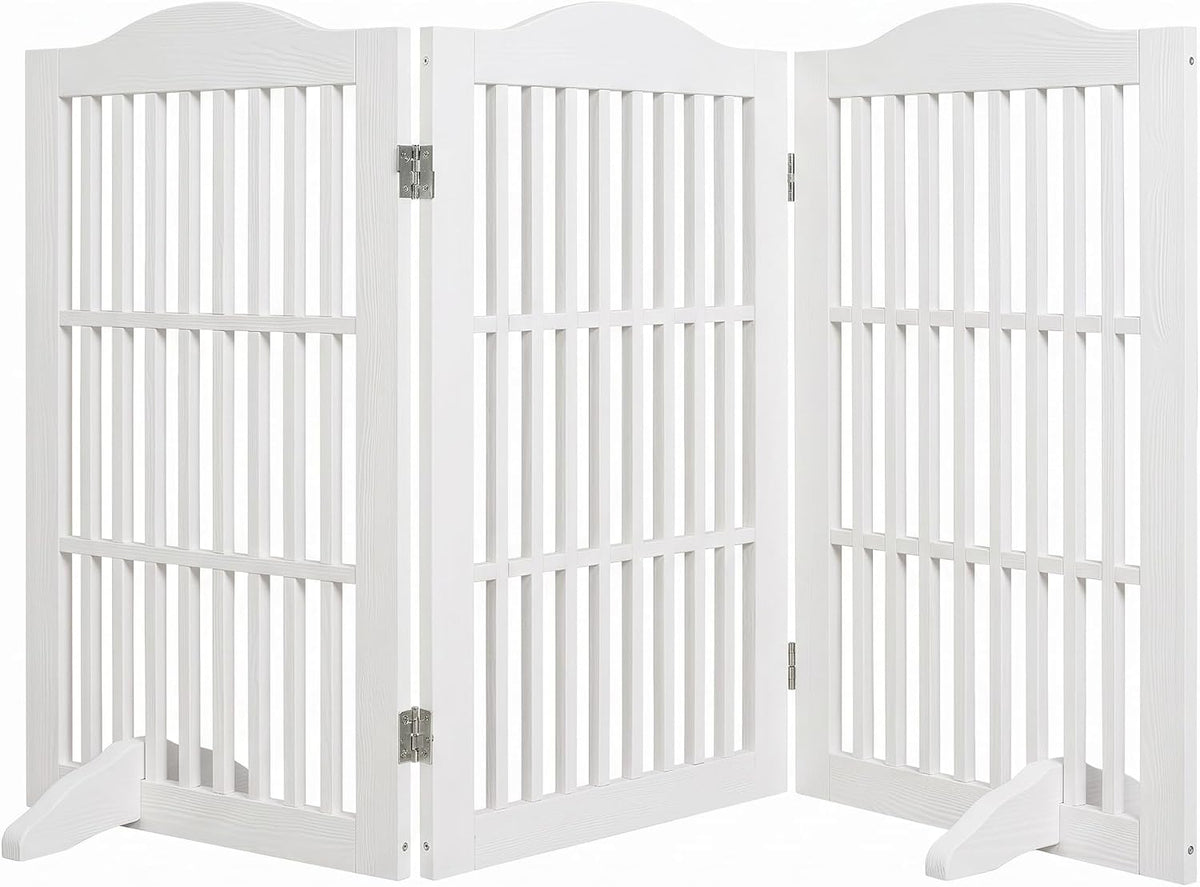 Wooden Freestanding Pet Gate, 3-Panel, 30" Tall, White
