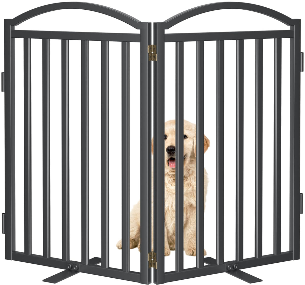 Malier Metal Freestanding Dog Gates, Outdoor Indoor Dog Fences, Extra Wide Foldable Puppy Gate for Stairs, Hallways, Yard