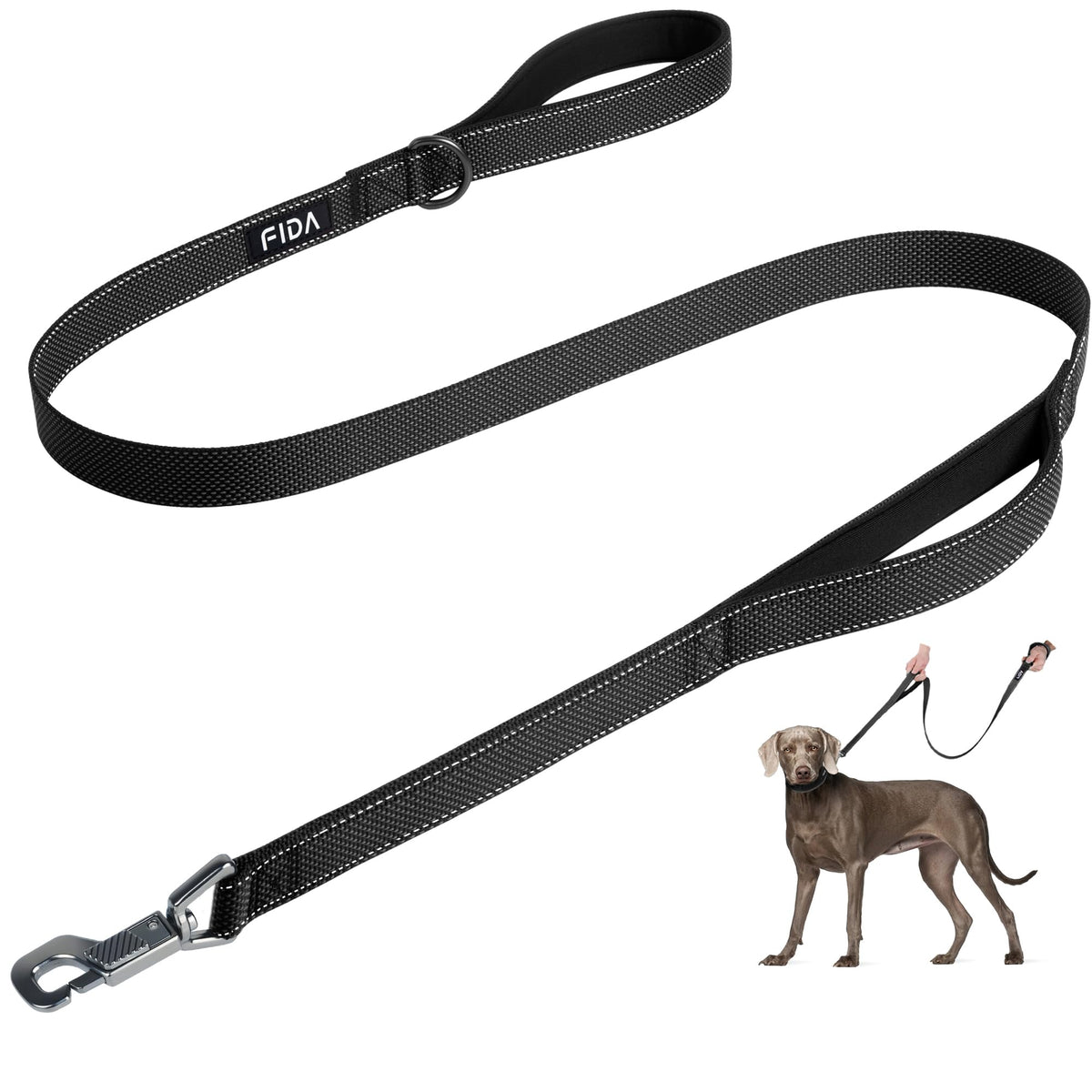 Fida Heavy Duty Dog Leash for Medium Large Dogs, 4 FT, Dual Padded Handles