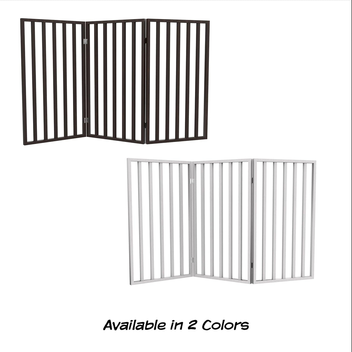 PETMAKER Pet Gate, 3 Panel Freestanding Dog Gate Indoor, Brown, 54” x 32”