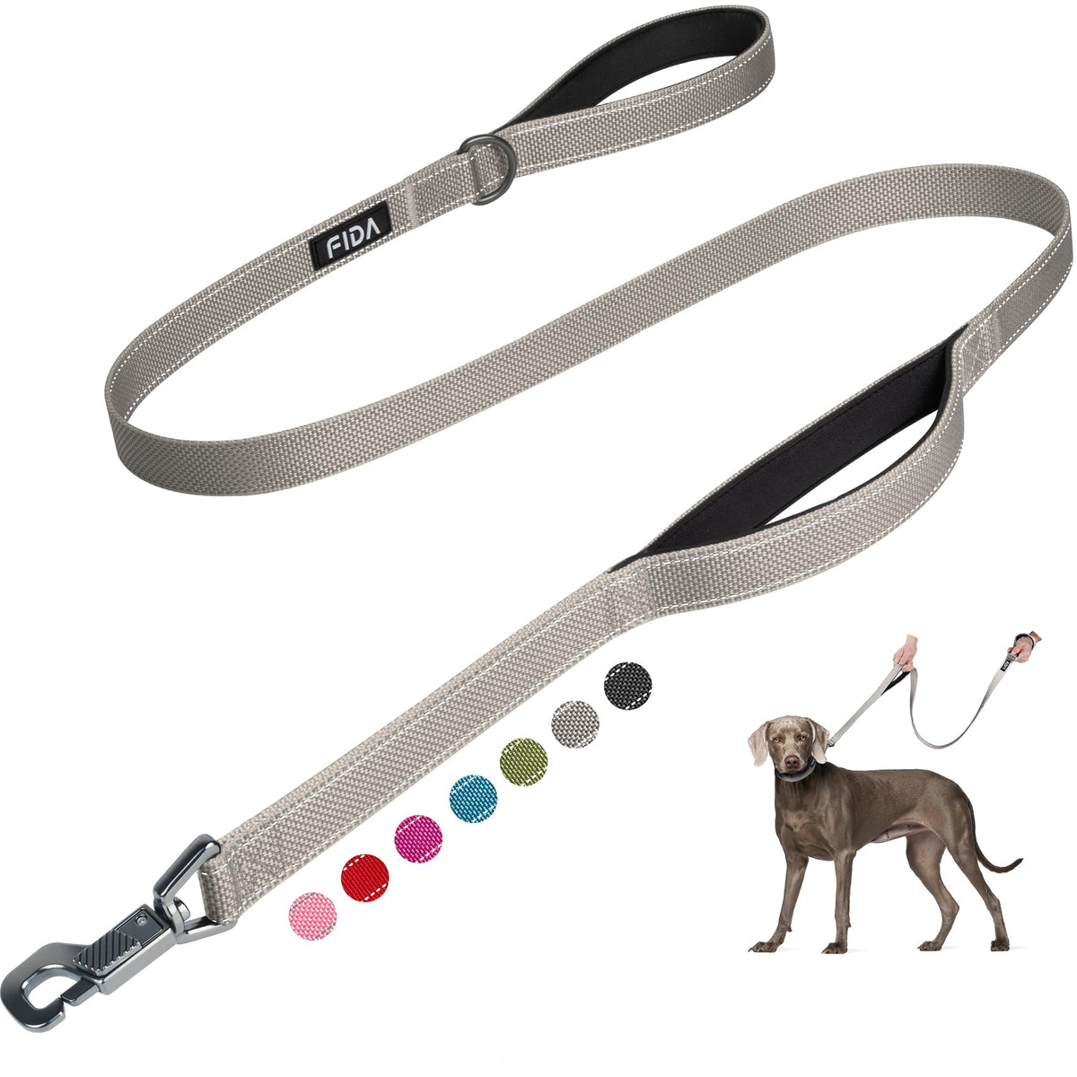 Fida Heavy Duty Dog Leash for Medium Large Dogs, 6 FT, Dual Padded Handles