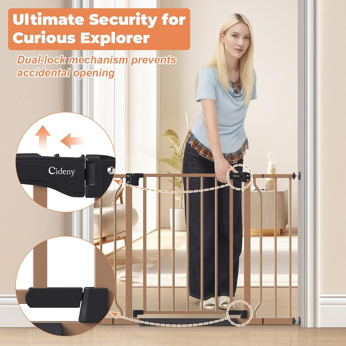 Baby Gate Auto Close, 29"-40" Dog Gate Indoor for Stairs & Doorways