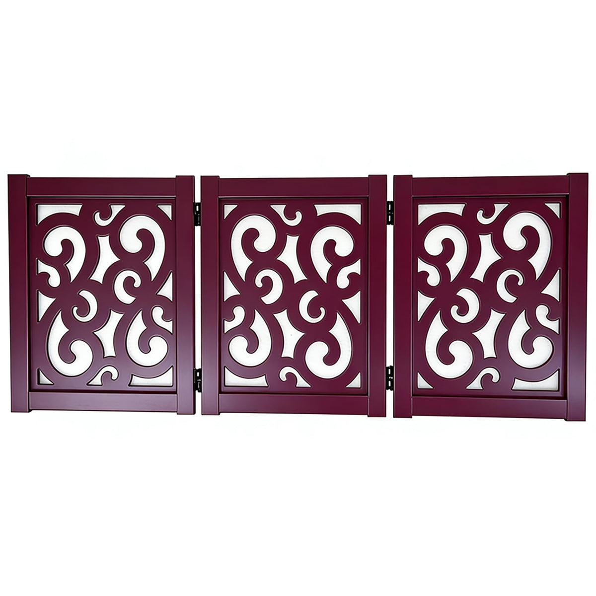 Ashfield & Harkness 4-Panel Pet Gate - Scroll White Wooden Freestanding Dog