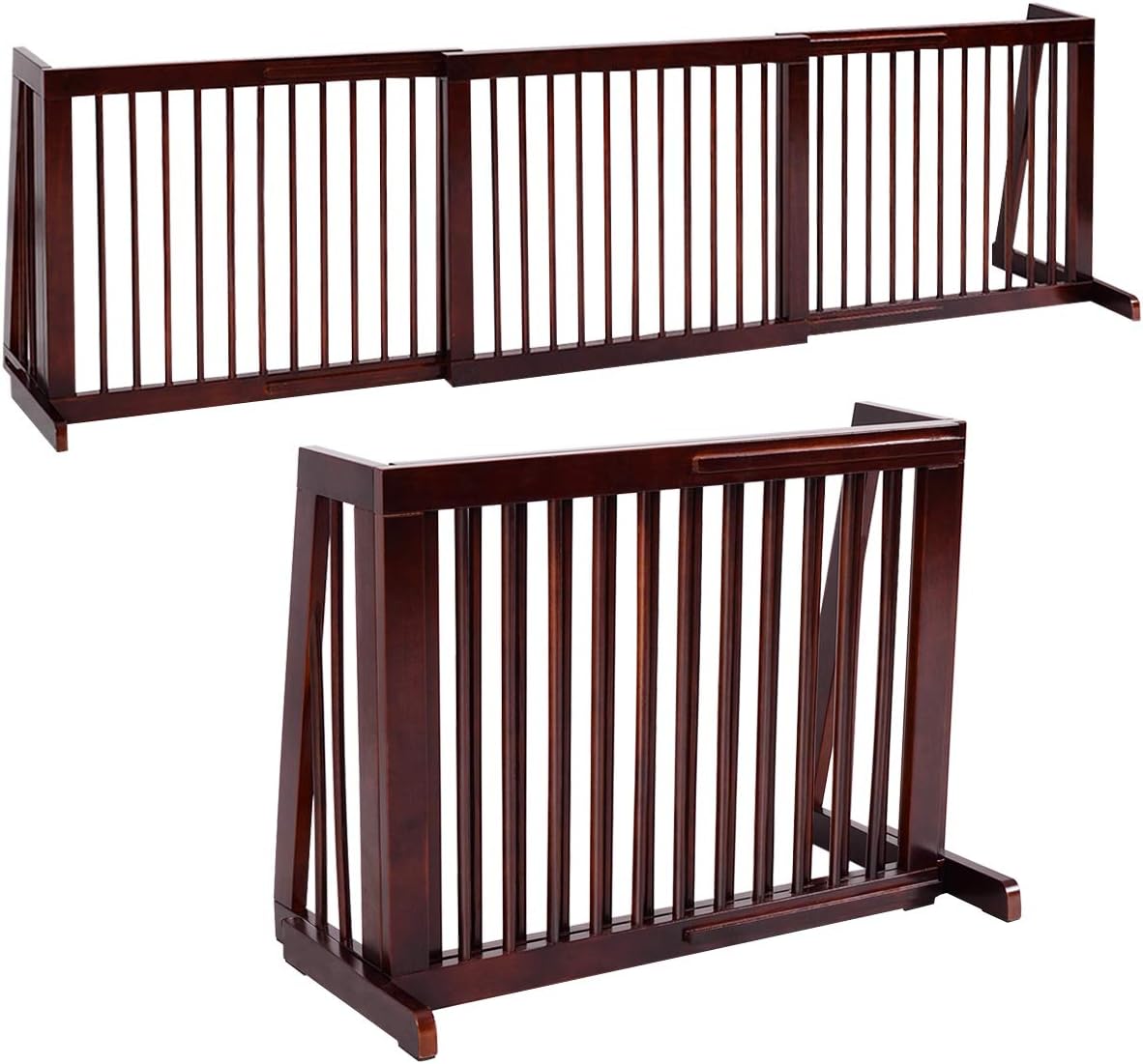 PETSITE Free Standing Retractable Wooden Dog Gate Indoor