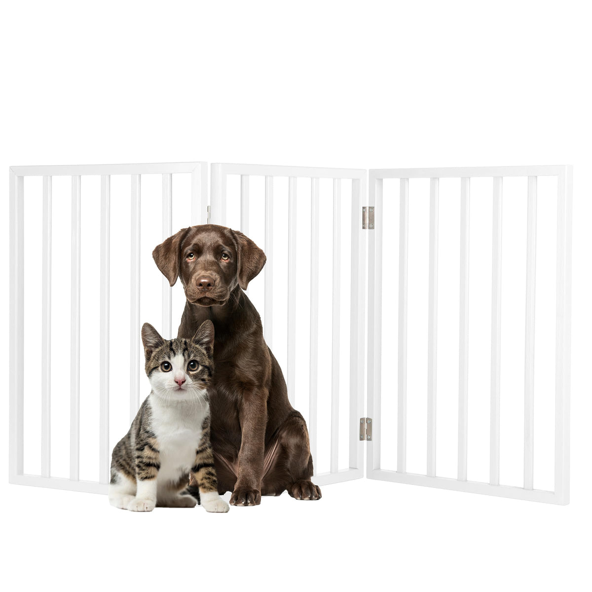 Pet Gate - 4-Panel Indoor Foldable Dog Fence for Stairs, Hallways, or Doorways - 72x24-Inch Wood Freestanding Dog Gates by PETMAKER (Black)