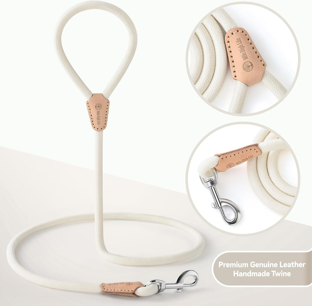 Mile High Life Dog Leash with Genuine Leather-Wrapped Ends, 4/5/6FT