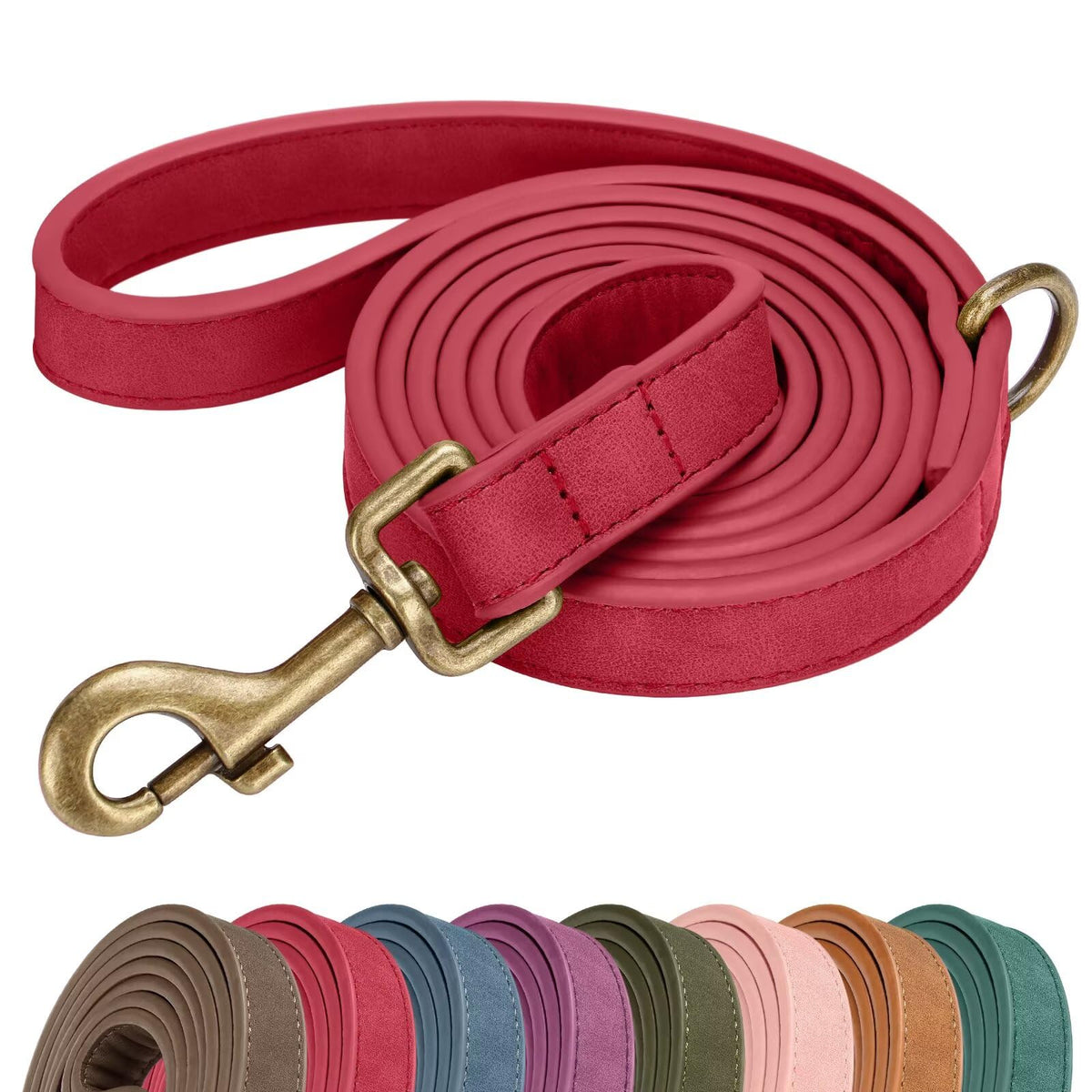 Didog PU Leather Dog Leash for Medium Large Dogs, 3/4in x 5ft, Pink