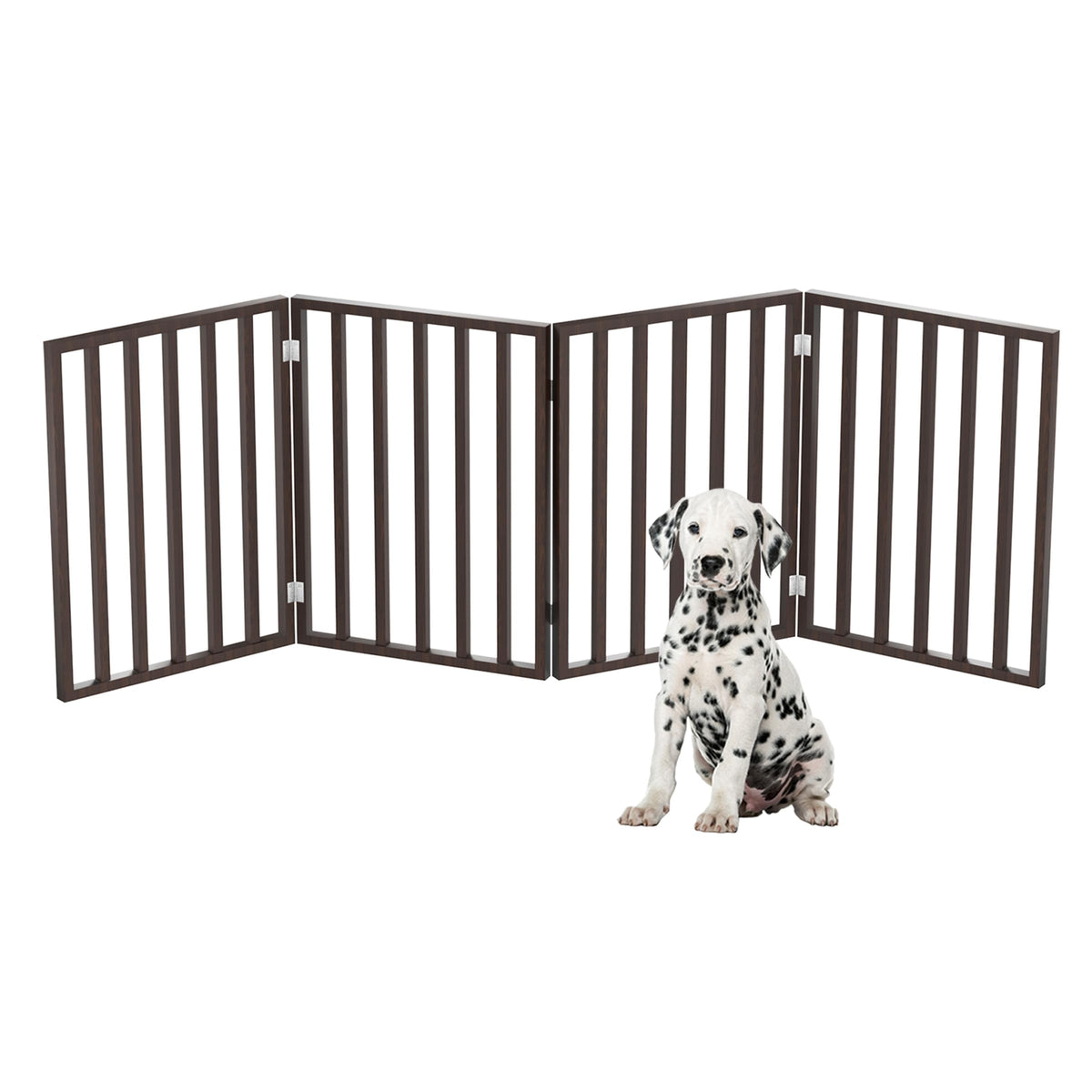 Pet Gate - 3-Panel Indoor Foldable Dog Fence for Stairs, Hallways, or Doorways - 54x24-Inch Wood Freestanding Dog Gates by PETMAKER (Black)