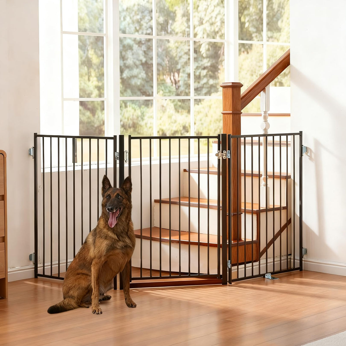 No Pawblems Freestanding Dog Gate with Door for Indoor & Outdoor, 36'' Tall