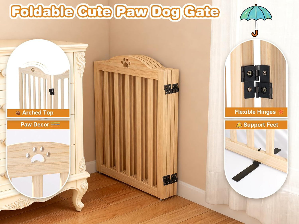 Dog Gate Indoor Wooden Freestanding Pet Gate - 23.6" H 3 Panels