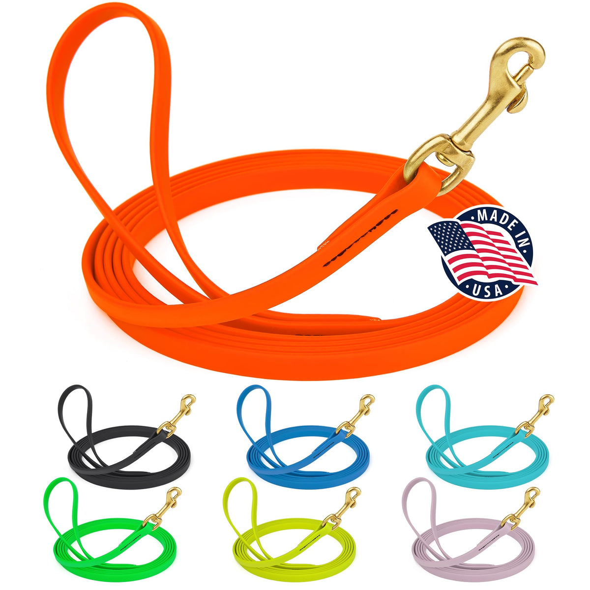 Viper Biothane K9 Working Dog Leash Waterproof Lead for Tracking Training Schutzhund Odor-Proof Long Line with Solid Brass Snap for Puppy Medium and Large Dogs 6ft, Black
