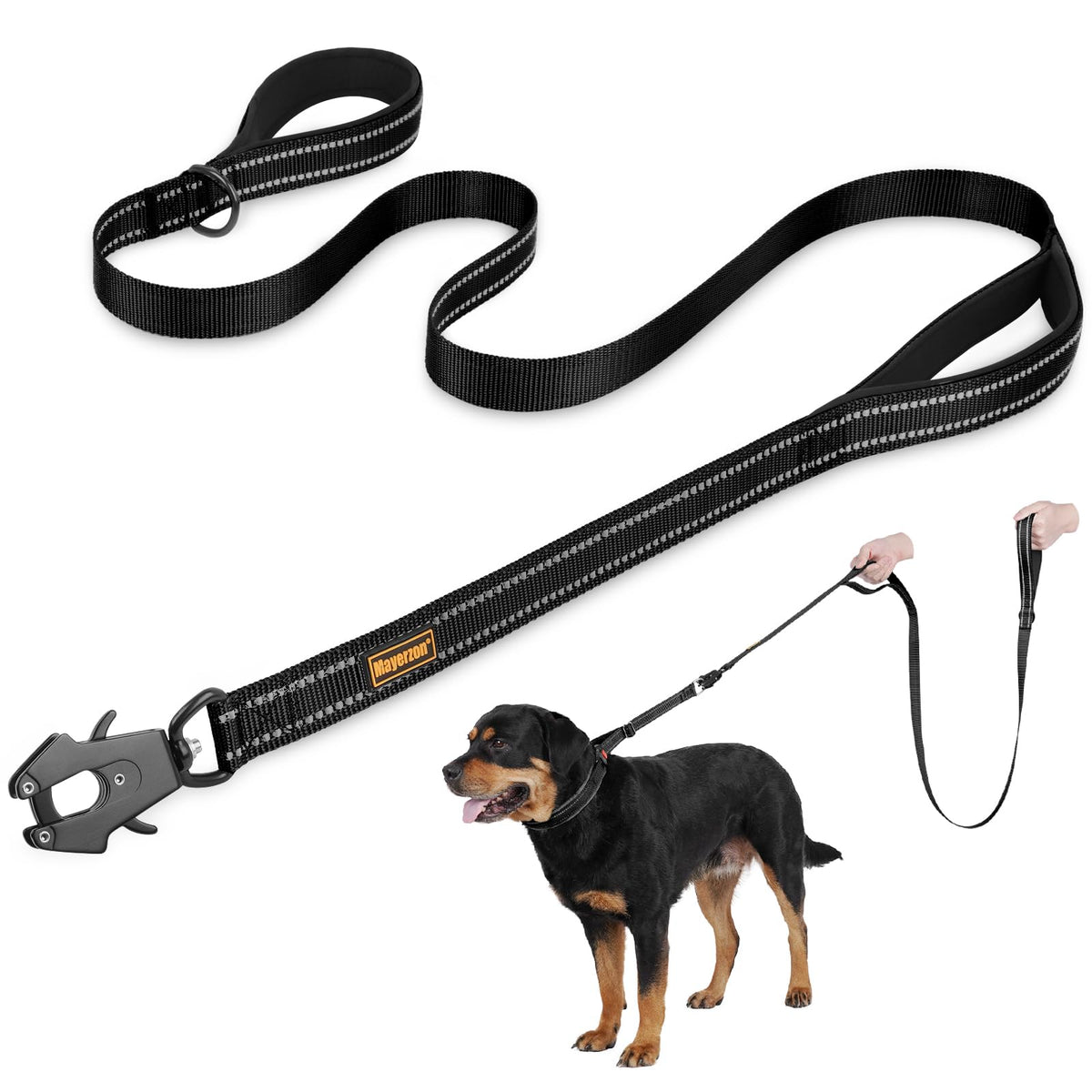 Mayerzon 6FT Tactical Heavy Duty Dog Leash No Pull with 2 Padded Handles