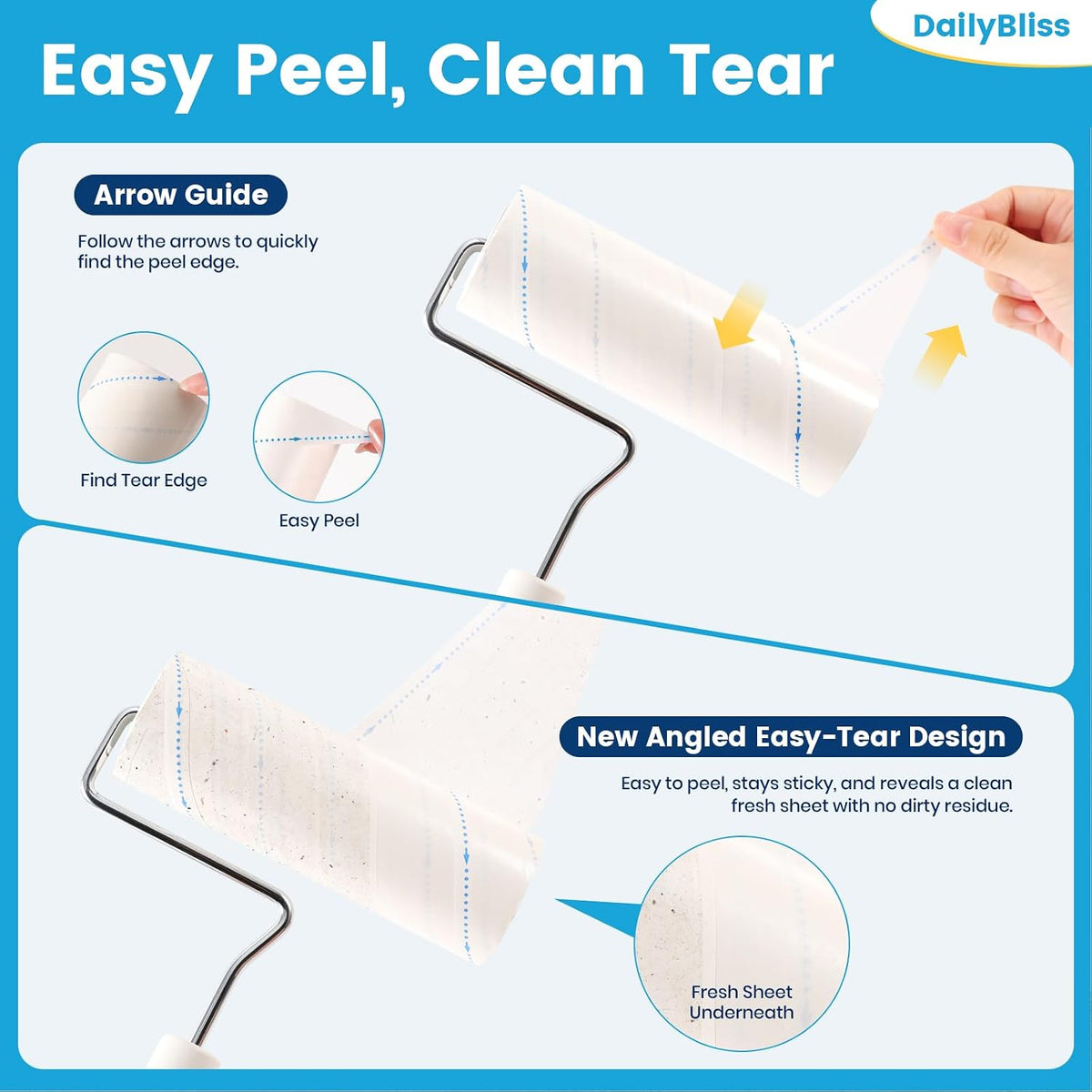 Extra Sticky Long Handle Lint Roller for Pet Hair, Floor