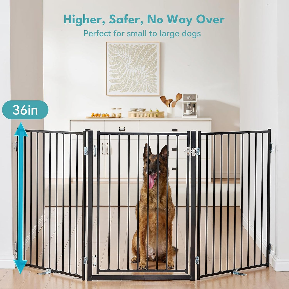 No Pawblems Freestanding Dog Gate with Door for Indoor & Outdoor, 36'' Tall