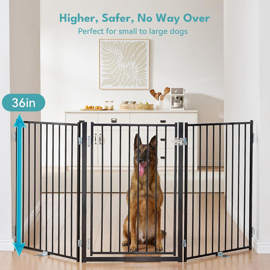No Pawblems Freestanding Dog Gate with Door for Indoor & Outdoor, 36'' Tall