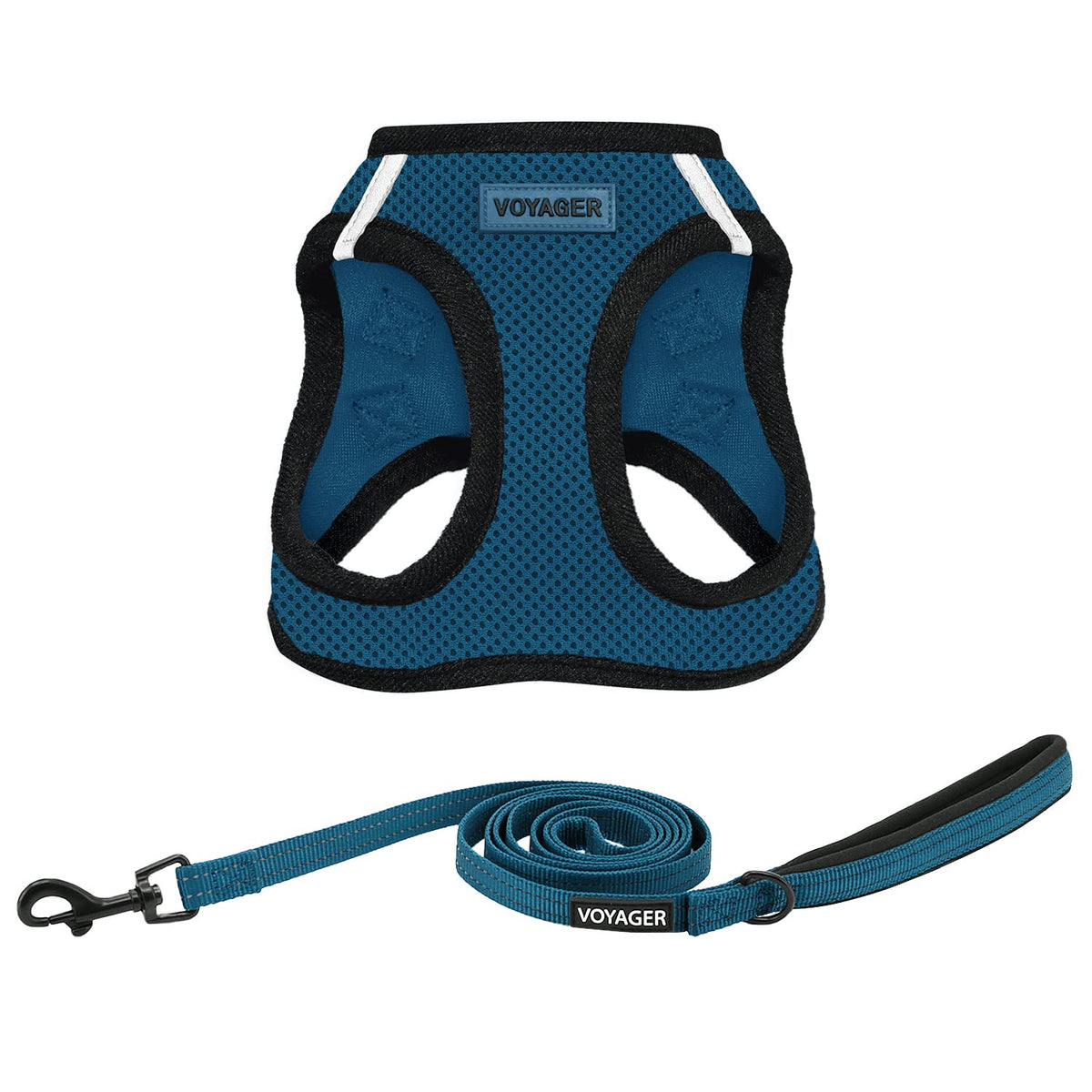 Best Pet Supplies Voyager Step-in Air All Weather Mesh Harness and Reflective Dog 5ft Leash Combo with Neoprene Handle, for Small, Medium and Large Breed Puppies - Baby Blue, XX-Small