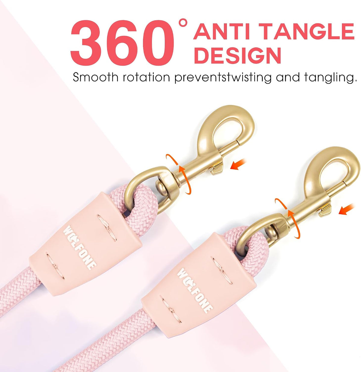 7FT Heavy Duty Dog Tie Out Rope Nylon Leash tethering Rope Pink