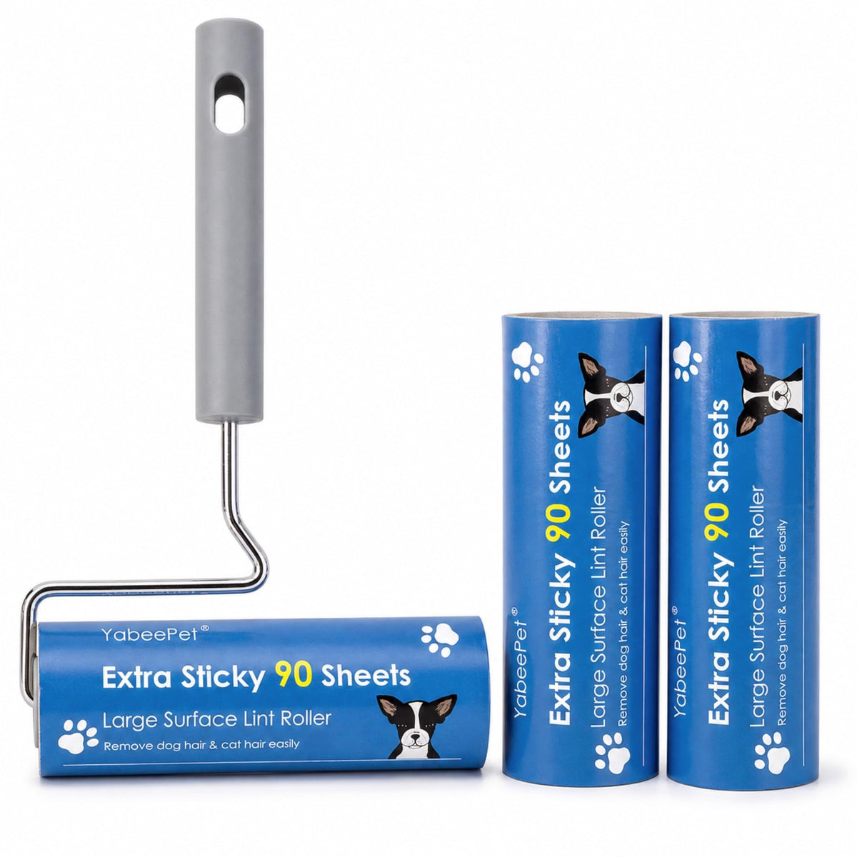 Extra Sticky Large Lint Roller, 6.3", 1 Roller + 4 Refills