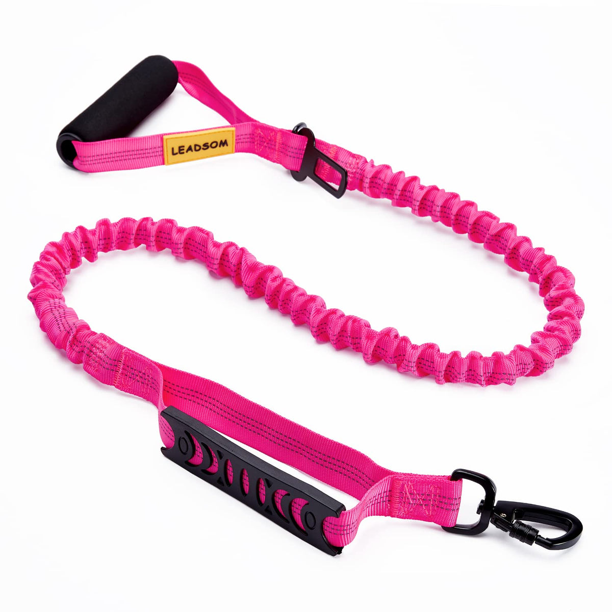 6FT Highly Reflective Heavy Duty Elastic Bungee Medium and Large Dog Leash Shock Absorbing with Comfortable Padded Handle and Traffic Handle Suitable for Training Red