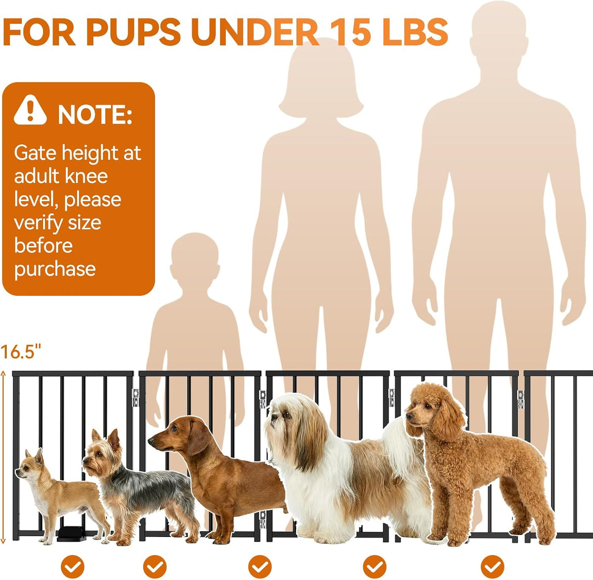 BFNN Small Dog Gate Indoor, Up to 48" W Freestanding Pet/Puppy Fence, Black